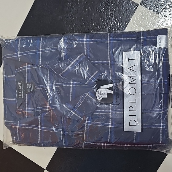 diplomat Other - New Diplomat Men's Blue Checkered Pajama Set Long Sleeve Long Pant Sz XL FLANNEL